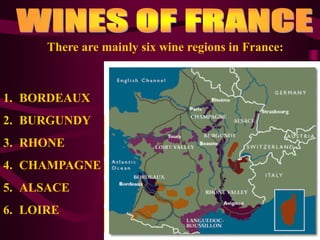 This region is named after the river which flows
through it. Rhone produces good white & red wines.
1. COTE ROTIE
2. HERMI...