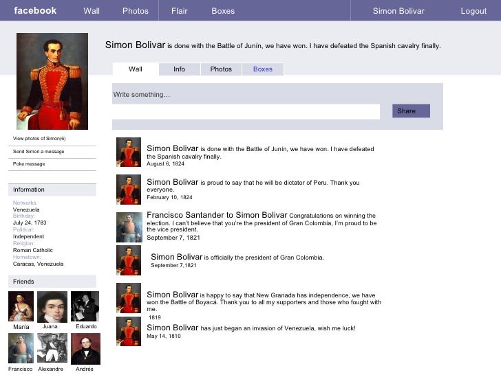 if simon bolivar had facebook by jillian a