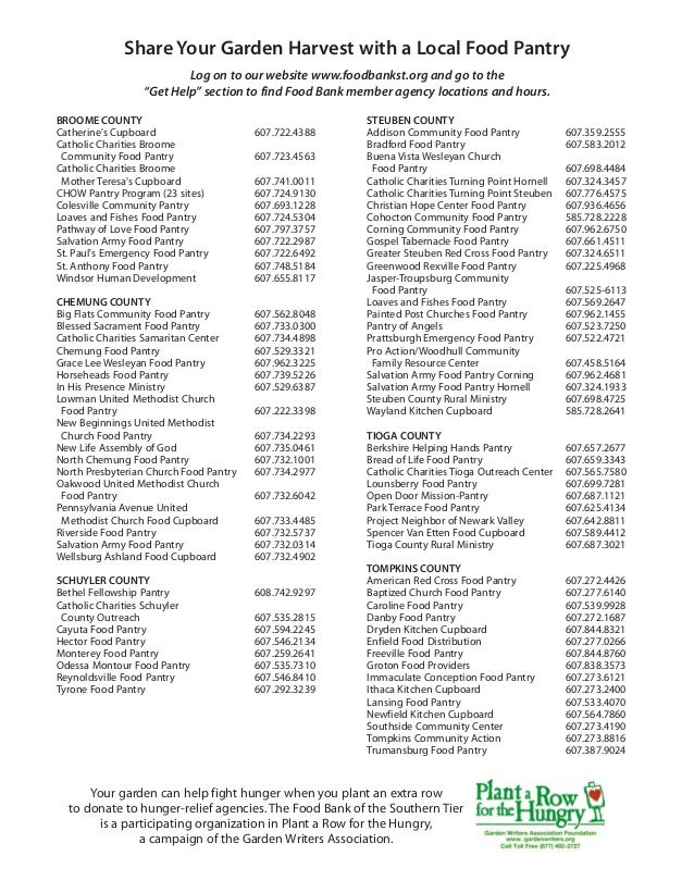 Plant A Row For The Hungry Food Bank Of Southern Tier New York
