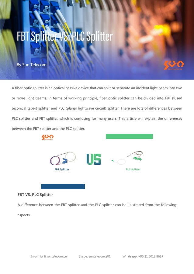 FBT Splitter VS. PLC Splitter PDF