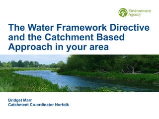 The Water Framework Directive
and the Catchment Based
Approach in your area
Bridget Marr
Catchment Co-ordinator Norfolk
 