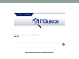 Página do aplicativo para um usuário não autenticado