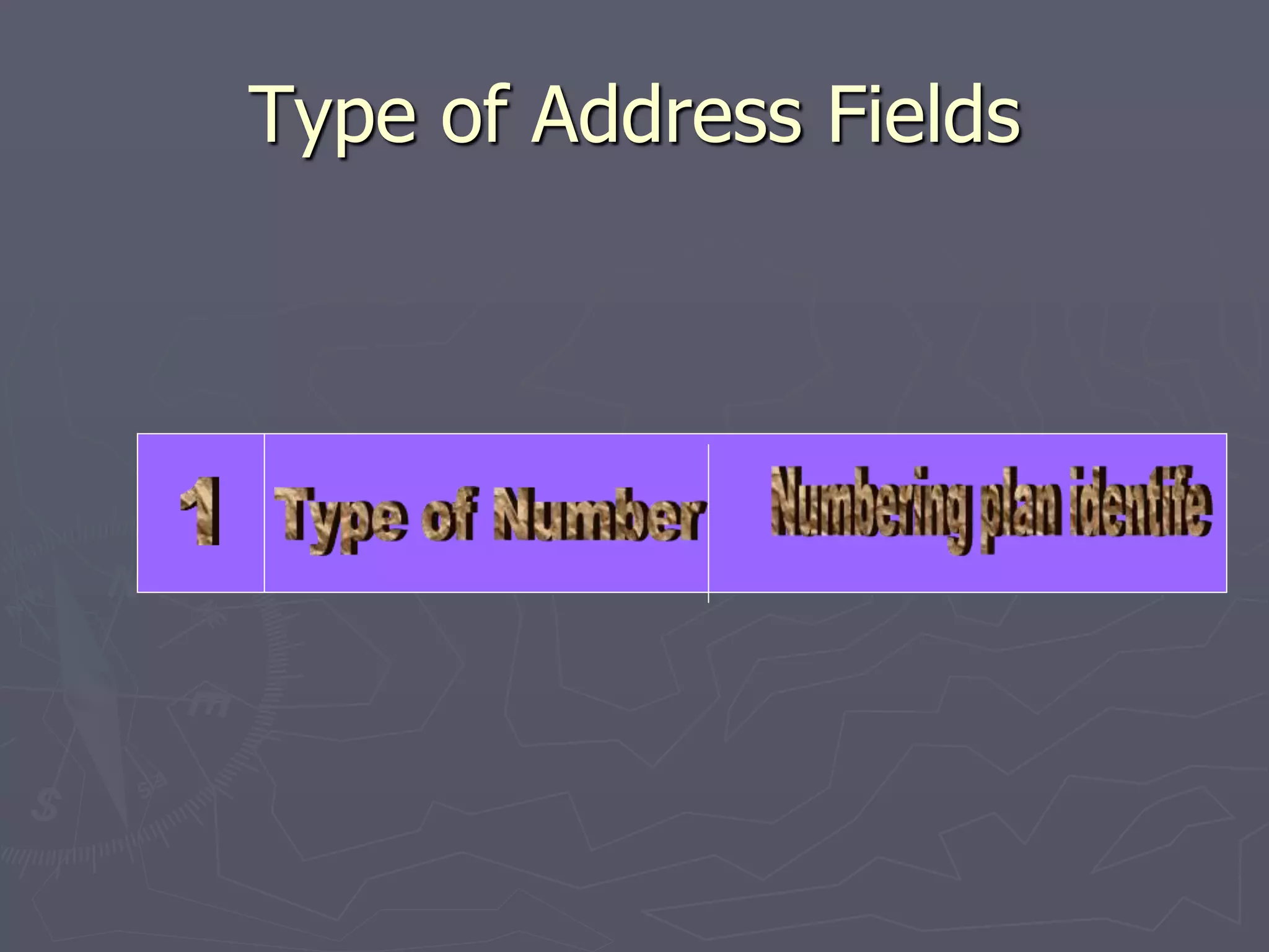 Type of Address Fields
 