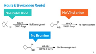 Route B (Forbidden Route)
12
No Double Bond No Vinyl anion
No Bromine
 