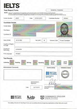 Marc IELTS Certificate