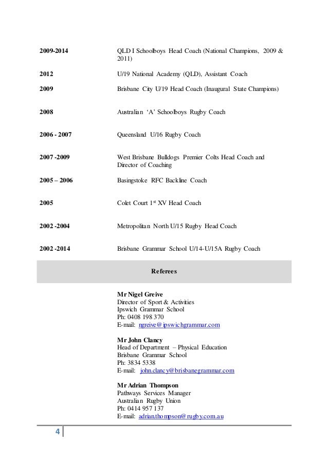 cv carl marshall rugby coach cv template