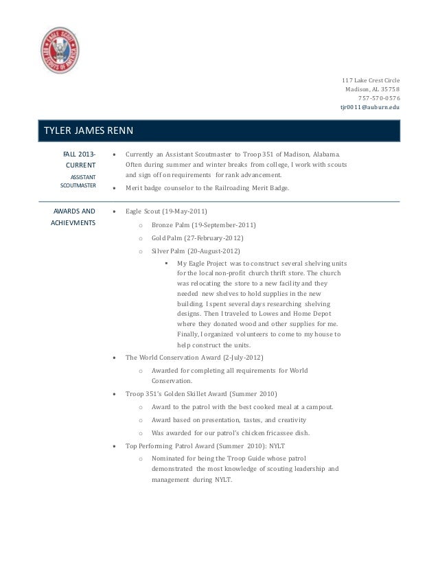boy scout resume 2015