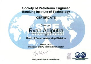 SPE Certificate