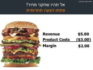 ‫מחיר‬ ‫שחקני‬ ‫תהיו‬ ‫אל‬!
‫תחרותית‬ ‫הצעה‬ ‫פתחו‬
‫תחרותית‬ ‫הצעה‬ ‫פיתוח‬
 