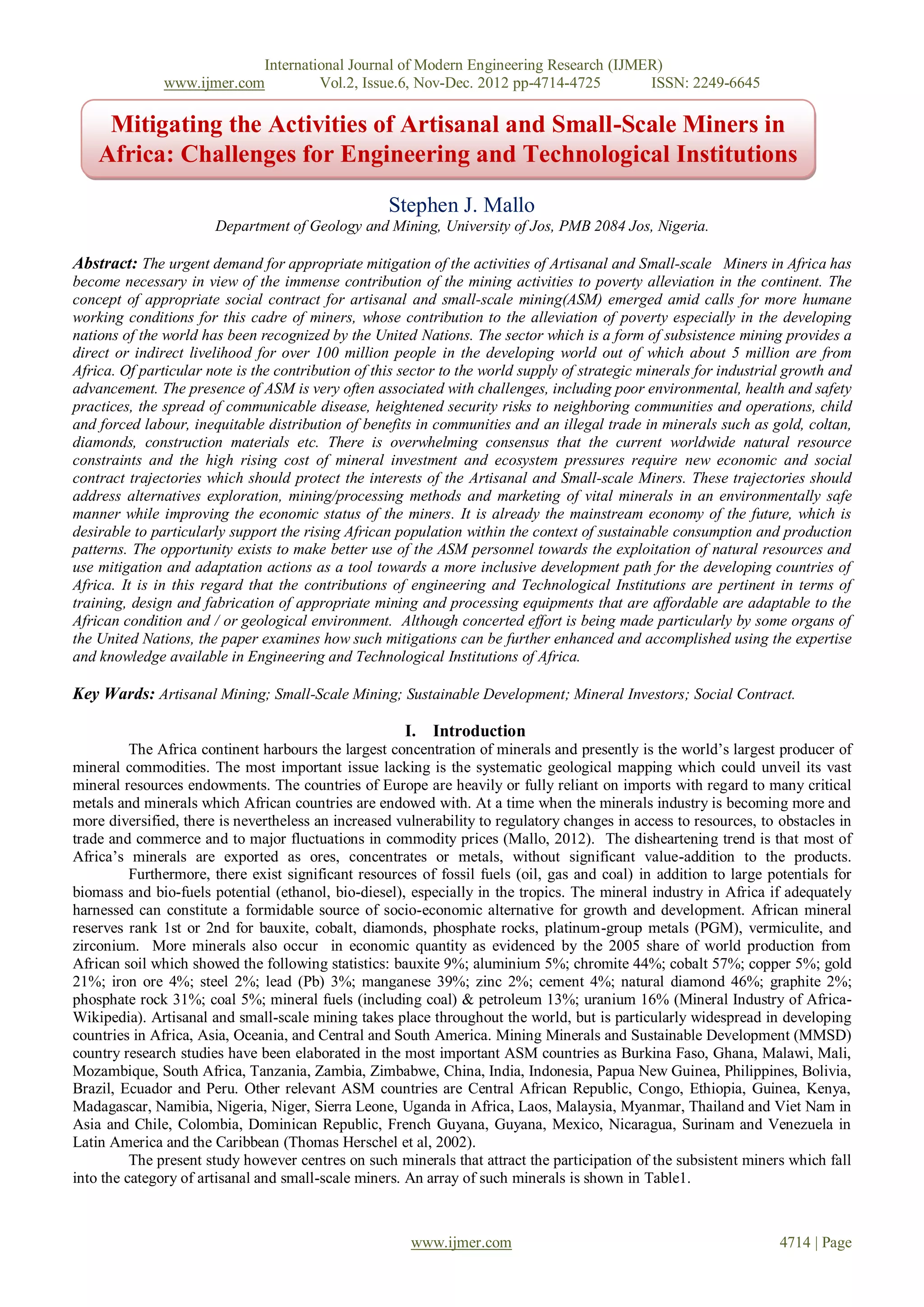 Mitigating the Activities of Artisanal and Small-Scale Miners in Africa ...