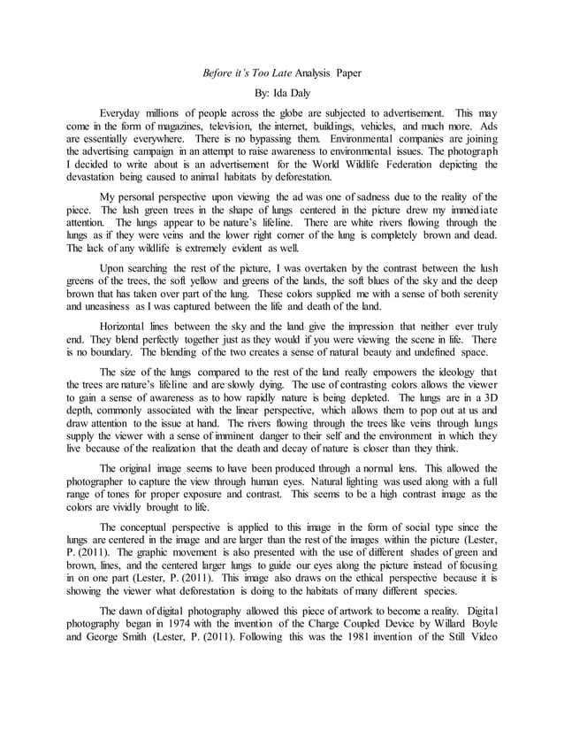 Before its too late DOCX Photography Arts and Crafts