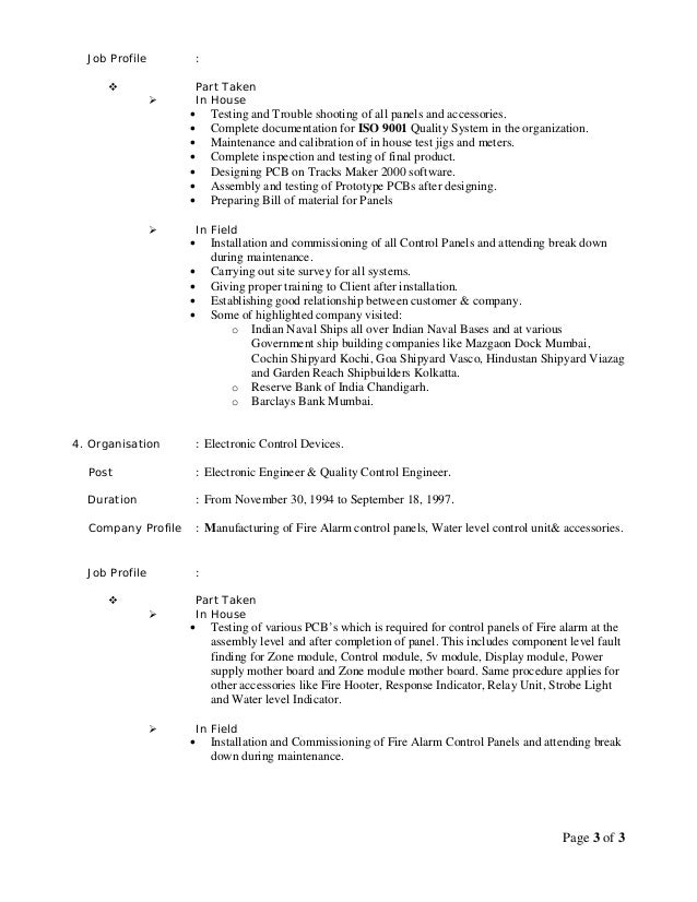 profile part of resumes