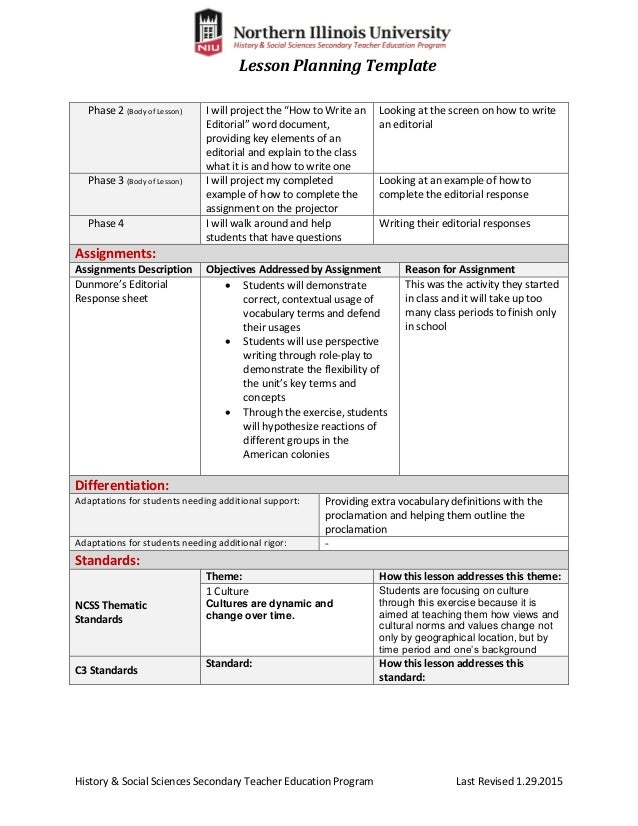 thematic lesson plan template