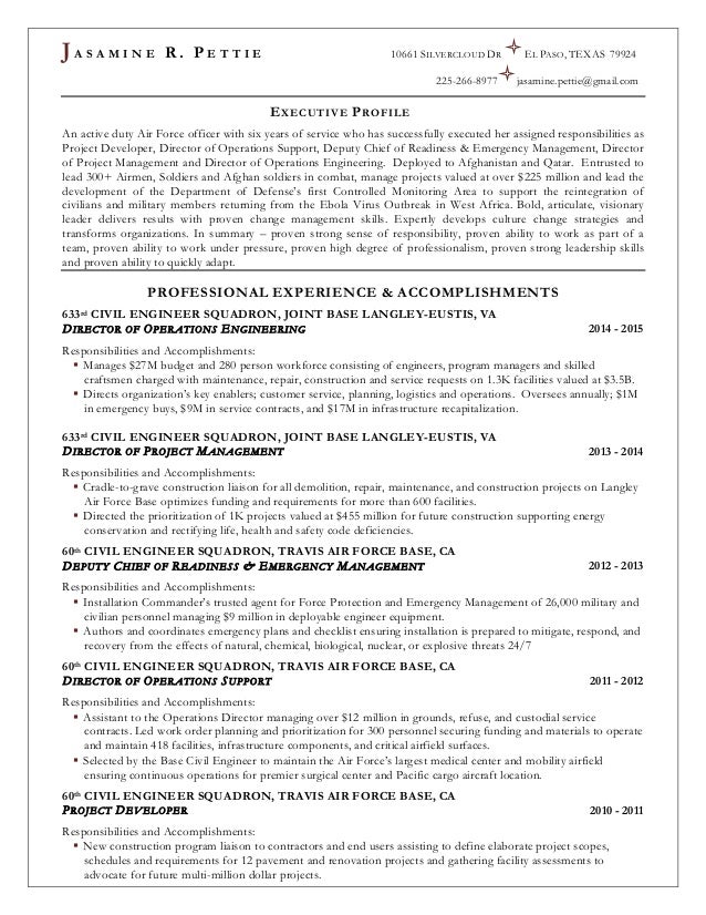 Jasamine Pettie Project Manager Resume