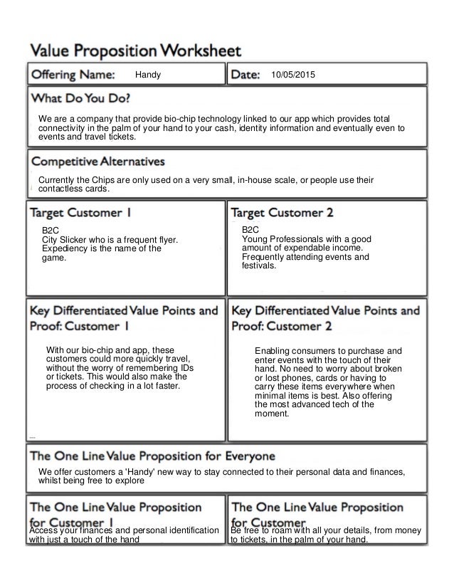 Value Proposition Worksheet