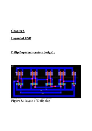 Chapter 5
Layout of USR
D flip flop (semi-customdesign) :
Figure 5.1 layout of D flip flop
 