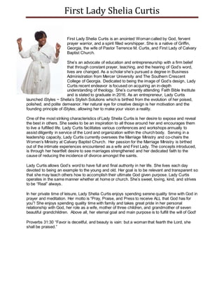 Shellia Full Power First Lady Shelia Curtis Bio | DOCX