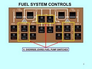 FUEL SYSTEM CONTROLS 6  OVERRIDE (OVRD) FUEL PUMP SWITCHES 