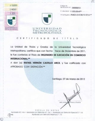 Certificado de Titulo UTEM (Rafael Castillo)
