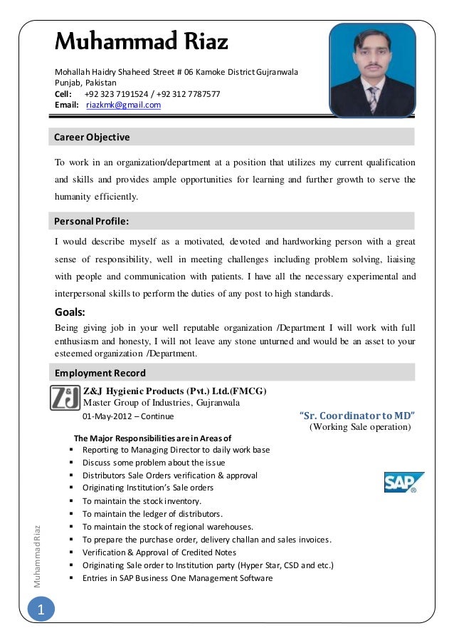 cv of managing director
