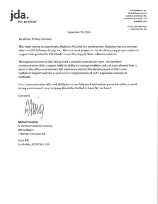 JDA Letter of Reccomendation