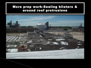 More prep work-Sealing blisters &
around roof protrusions
More prep work-Sealing blisters &
around roof protrusions
 