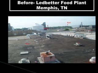 Before- Ledbetter Food Plant
Memphis, TN
Before- Ledbetter Food Plant
Memphis, TN
Roof 1
Roof 2
Roof
3
 