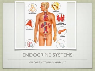 ENDOCRINE SYSTEMS
  OR “AREN’T YOU GLAND....?”
 