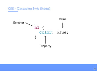 CSS - (Cascading Style Sheets)
h1 {
color: blue;
}
Value
Property
Selector
bit.ly/website-la
16
 