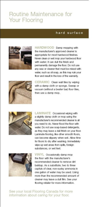 Flooring Canada Care & Cleaning Brochure