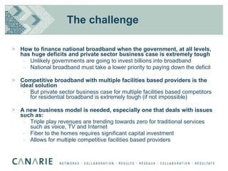 Possible strategy on how to finance a national broadband program FCC Broadband workshop Aug 13  Bill St. Arnaud [email_address] 