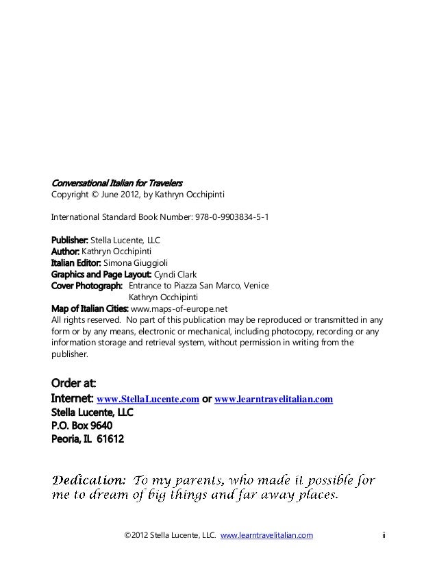conversational italian for travelers photocopy adjective form