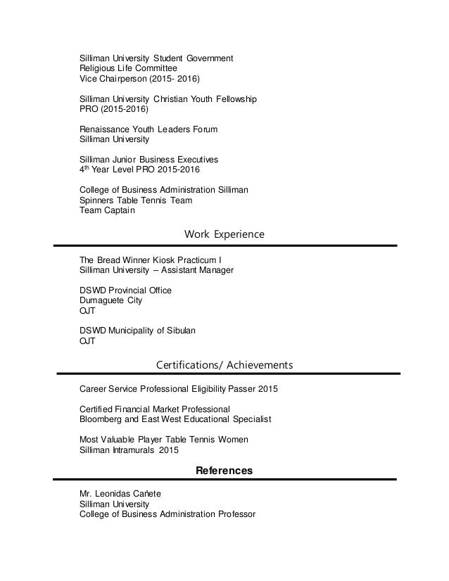 Career fair resume