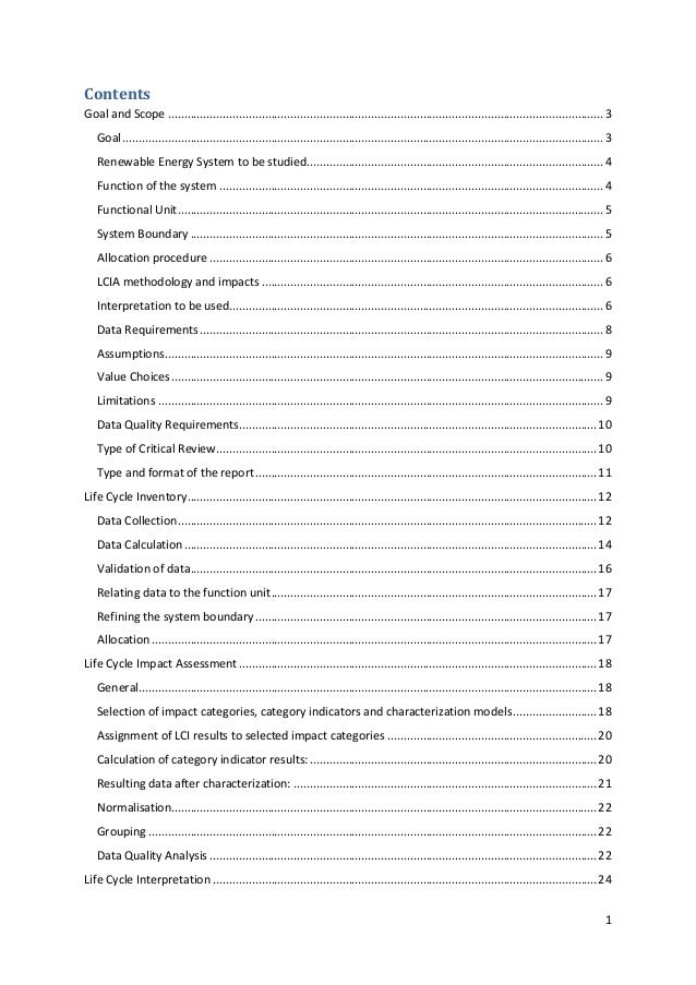 cycle report format life assessment of LCA a Wind Small Farm