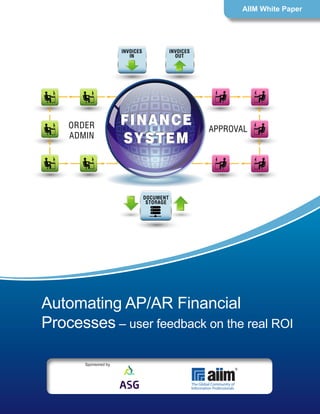 Automating AP/AR Financial
Processes – user feedback on the real ROI
AIIM White Paper
Sponsored by
 