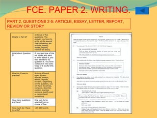 Fce Test Overview Fce exam format | PPT