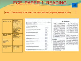 Fce Test Overview Fce exam format | PPT