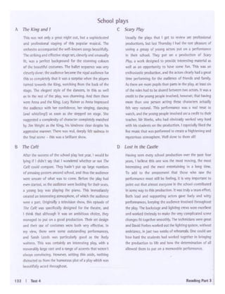tf1'¥H'V ""1l tq KN:d pad • 1 CM't' 11-.t P•t '°"'
ye:1n,. I ht' kvt 111& orw -a tbt ftM.t rn1'11nno. 1'it ;!'IO)t
iritl"'t'~l11'f ind thr lll05C ~ ffl ii long tin.
l'o el.Id 1,, ·ht •• wwciC t'-M "1Clw ""litl ·..;iw tht
prrform.ncf'IMl51 $19 k lft-llrcg. l!t k vr.ry 1Mporl:l"411tJ
pof1•tOut lk~t ""°51~ W dlt ~IOI ('(J•1t00111M
In~ 'WIQ' to,._~ Iii wu llVI)• tc:.•11'1l'f'nn.
Doth lcH aad s ; : •• ilCfCr' 9M' Ir.tty and .,,,ltt)
Pf•(on!'lll'lrt. k""*'9er~ lrM>lwd '"rou{Jtlll11
ll'f' pl~ l'lw: W!tGJtalld ~ tlf'W'I 'itftlT t't«t'1lr"l1
andwDlt:dl·~~ ''maltdJt "") ~cil'.N Krflt'
<'h)f'l9CS f_t t09"tM w Ib-Tiw- ~~ wtw g"':n
$nd D1v1d Fottin MIMd • rw¥tnir ')'°:'- tt 1111 1IK!'lt
llkl1111.'(,If!JIN two wrdscl ~,a,,;h,. Ont could o,ct
)!ow liitd ttoc ~'bf wtfttd tOQ'lhcr h1 brif'91ng
1l·t 11l'Od:.1lf'loll lo lft .md i.ci. t~ dct(Tm11ia!l•1t1of all
1llo'l'rt'dtJim to pl.flt ori a MIC:I etdc prtfonnnMl"t'.
D Lett in thr Cail~
UJu;ilty thr JVl)1. ,.. , I tn lil """"' JI!" profe59ooai1
J.lftirlut"l!nfll. 8*t 'nt 'lhn:tl) I~.. U1r 111" plnwtl' 111
tttng • gmGJI of )'OUflg actor) pot 4lfl .. ptrfOfmlll'ft
in 1hor11 'rtoool n., pr: °" ' JlftlfluctV. of Ci(lrl')'
JVo1;. 11 lln1' dtAg wd ti Jl'l1>ilkJrlMIC'lfl'l'J Nll't1.1l 11
llcl 6 an ~ to hlw MllM fUlll.. This was .an
tnt.,w~ prodlkW •....r dit admrltllrly)lad I g~I
llrnor l""'fvrmlrlg IDr W ~ of frifflrh and f11nily.
lb lhel't' il't ~ ~ a.r ,.,., ,, &ht pl~·. at lta)l ).111;
ortht role5had to bt 3harnt~ r.o actor;.1t was 1
rrt.,1.1101•ir""""' proPr ~ ~l"llf"~ d1.1111olng
l'if•l't th11" ant ptNlfl ..... flew tharJr'c:l 11~u1!1y
felt~ nanral Thi> pttfoaw•Kt ~.a real ~t to
witch. •rid t"ir,..... flCvPrllftiahitd art I tl"l i f() l~1flt
ll'11(fir-. M1 ttb. wY W abW.:~ 11t••1•r~I -my tl.ud
witti ~ 't:,ldl'o:it or Ult jWudlidio"l. l OllC(Qll). lik.c:d I.ht
IM m1rt1< 11it wn 1"'f.,,.,, 10C'lalC 1 fnr;i'!tt>:itng and
f1.'tlt"®A fl'1'~ Wd dc:!w to ~httll 11IH
1lJ I T..a4
A.lkf oi.:i.rttU or tit<". ,.i•oolllb) lait )ar.1 ~ bt
l)'-1 ,,I clo:f'.'1't s.:iy t~.al I •ondm!d whtftlcr • "°' Jlttc
~ft c:oeM r11!'flpllt(, Thry hadn'I SU.., bfgr Mnabm
of .aillt%l•11J'inlm llftlllfld Ki ool. fnd Itta lir ..tirncr
WC'lt lll'rsurt! or what .,..as to comt. kbt ee plly had
l'W"I tCDrttd, .1 1tir audlrncr wrrt looldl'I tbr dwlr w~ll.
I& )ICl•JnO bl.I)' WJ pl1)lfl•J Ilic pl.MO. 'fl!h tna±k ' t)
ara:td u lntrrtstlng •:lMinpheit. Df ~ tht IUkf'lt't
9ftt , I»''· °"'pn.ally • 1~ .,_, ~ rp11oc1r or
Tltr O.'t w;a, 1f)l'tlt(;l!I)' drlltj!!l'd f• "-" ~ and
I.._,. ~1 althou11~ It"'""'" .;;1'' ;,...- c:hlitt. tllc)
--.qd m put on a oood p+odvcticwlTIO trt dtSlfl'
iaflt 1ltir!r !I'll" of {ntlu!T'IN """ blltti """)' r~. tit
Ill)' ..WW. t"(f" wtt1' Onk Mil~ ~
... Sanh Leed... w.t' pnii<"ulan, 9(Dt n rtw lr.'{'fy
"iltit. Thll"'" ~~lr11 anlt'I~ till). .-t1I t
llll'!ll'lllf'.1tih l111r Clt Ofld I r•ntt .. Ktnb 1'at """11
~ C"Qltl-.it'l'.ing. Hmmn. st'IUllO ltl5 ~ flC!tl!Mg
ibrnt'rM"' lf1~nlhr h·J'ftQfosapkMtf • pbJ ~ lllti
bul 1.fllly ., t«"d l'11nu~1IO'Jt.
B Thr Car<
Tlli5 -.s nnr onl:, • :~I 1'1iflltl ~ but • ~tiarcd
arAI pruimte>ral ~1'11,l'fl "' 1tt;. PGtD ll!Zkal. ,.,.,
oclc)t::i 1erompanlcd 1l!cYtcl''...lt'IO'*ft !IOl9 bratiftllj
Tho: ln1unq ;111d tffttllw '>Ugt set.~ ... ~
IL •.,• pnrn1 bfrl111U11rid fill ftr """.,. nalaun
of JR llatJUful ('(l~l111"l'.. llic bl1ld. tt"QUmU - Wt)
drwutj dol'lt: l~it aodlmtt becaee t'-r ~ Mldirtn for
~to C0111fll'1tfy Jh~I ii WI! I AlrpW ..toftl lflr ,..}'t1'!1
l!Ptd ',o¥Q'{I" 1h~ klny, .,....1ching f'Olll Pt W ol ttlr
"•· The ~,,., • or 111it- ~Vi di& as MCI
..., lrt l'!f 'rr..l nr1ht olily, ""''~Md dwft '~"
Ylnt MDI an•J thf kl'l!ij. ltll')· lti&ftn M A/llN hr"'8tntd
1t1t 1udlc11ce .,.,,;o, her t'Ol1f~. "9 1iinplg. darlcing
(l>id •til~l!1F11J!> .a 1or.n ••$ht "'""""' -. JUlf. ~
suggn1cd • c•1t1111lflWor dioll'lctft ~tb ~<W
by .llll 't'fig"t l'> Ill~ king, tu~ 1ndnm dtar dnpk !Ii)
~ "''"""· Thrrr """' tnl, ~ Ml adnc1I in
tht !'!rwl t('j !'t' !hit, Wll• I l1112'qif11 Nw.
Schoolplay~
C Seory PlayA n..,King •nd I
 