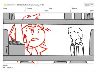 Scene
61
Duration
06:00
Panel
C
Duration
01:00
Dialog
ML: Oh yeah, --
1109_006_TheWinterKing_Template_120121 Page 253/476
 