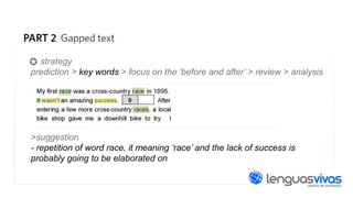 strategy
prediction > key words > focus on the ‘before and after’ > review > analysis

>suggestion
- repetition of word race, it meaning ‘race’ and the lack of success is
probably going to be elaborated on

 