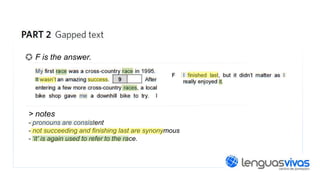> F is the answer.

> notes
- pronouns are consistent
- not succeeding and finishing last are synonymous
- ‘it’ is again used to refer to the race.

 