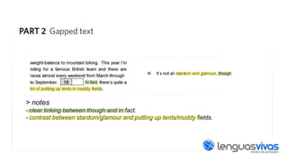> notes
- clear linking between though and in fact.
- contrast between stardom/glamour and putting up tents/muddy fields.

 