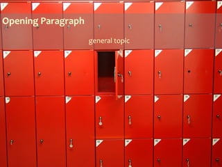 Opening Paragraph
general topic
 