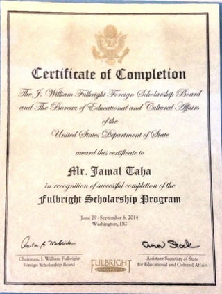 Fulbright Certificate