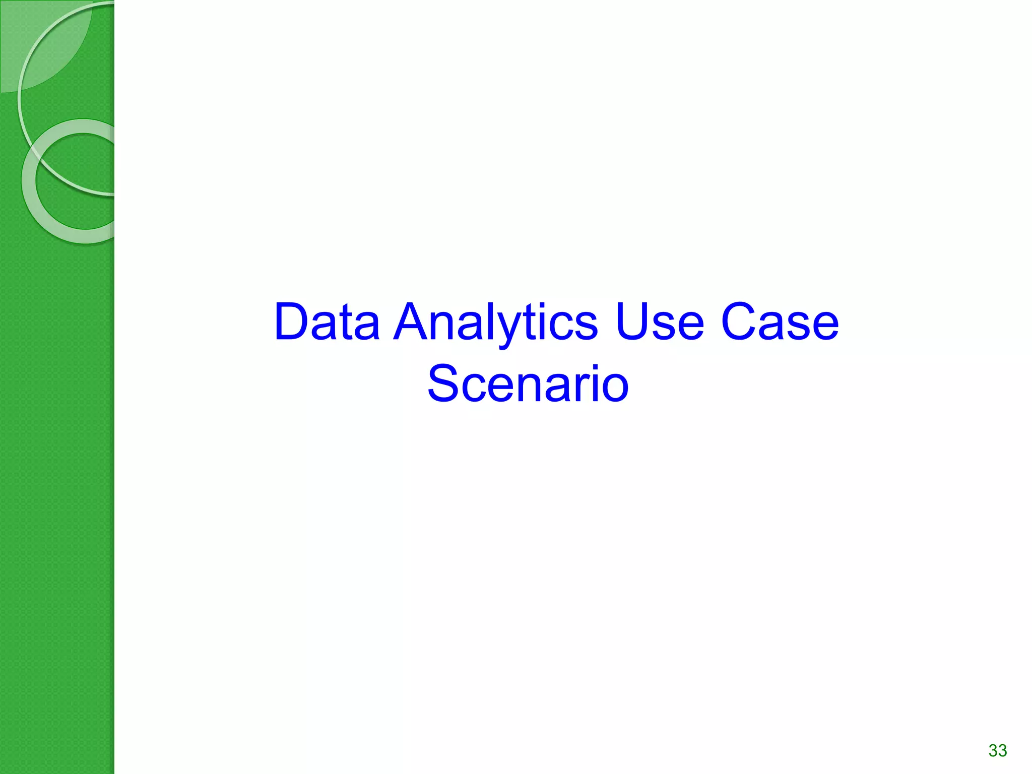 Data Analytics Use Case
Scenario
33
 