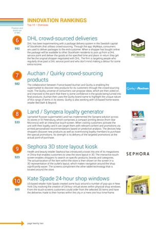 page twenty two
INNOVATION RANKINGS
Top 10 – Overseas	
DHL crowd-sourced deliveries
DHL has been experimenting with a pack...