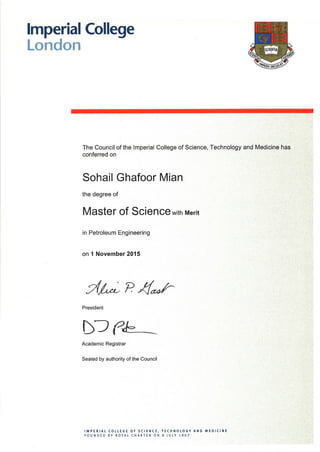 MSc Certificate | PDF