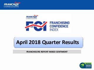 April 2018 Quarter Results
FRANCHISORS REPORT MIXED SENTIMENT
 
