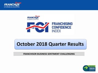 October 2018 Quarter Results
FRANCHISOR BUSINESS SENTIMENT CHALLENGING
 