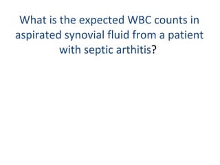 What is the expected WBC counts in aspirated synovial fluid from a patient with septic arthitis ?  